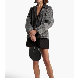 Norma Kamali Oversized Acid-Wash Denim Jacket in Black Acid Wash _ Boxy Fit